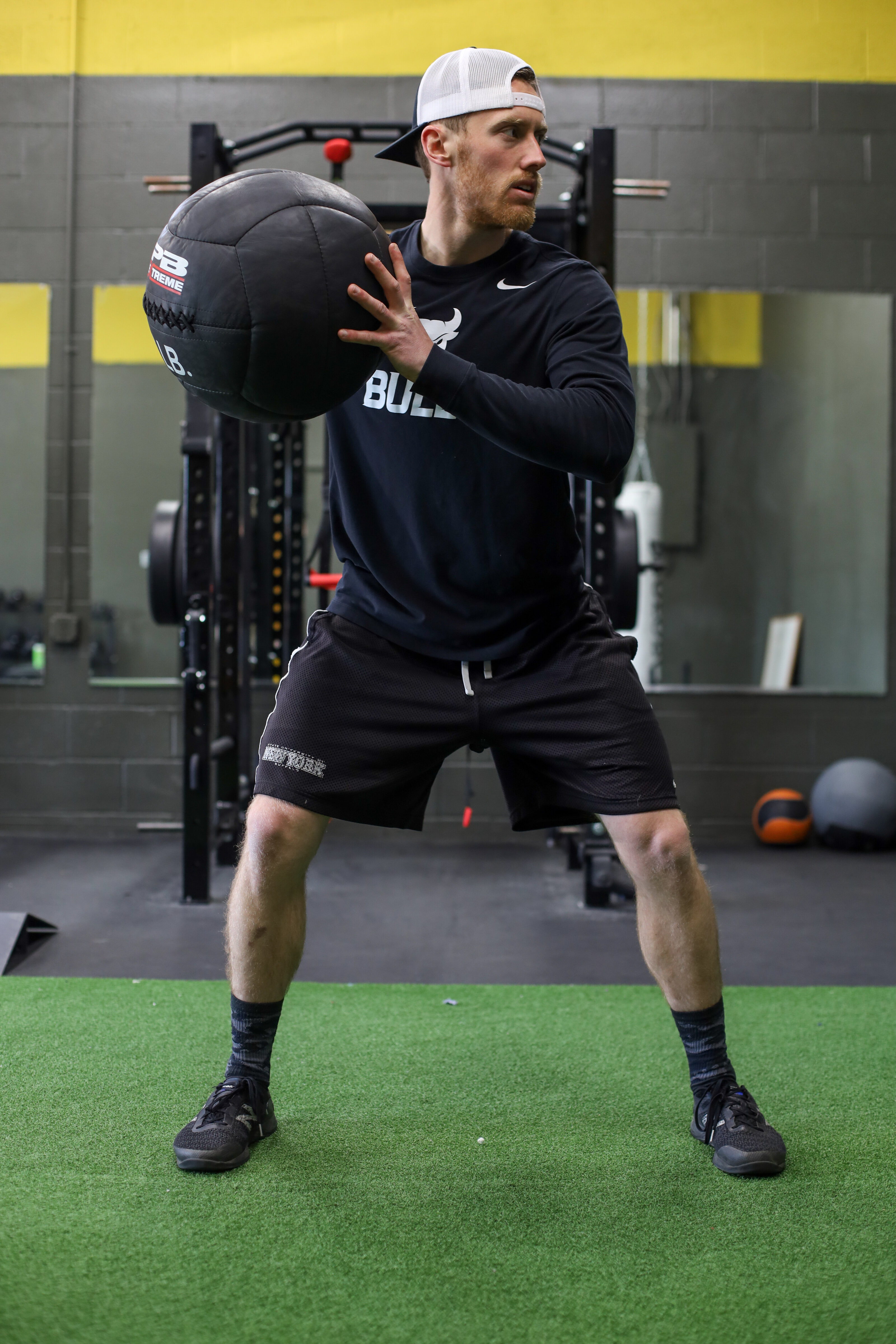 Mike McGee training with medicine ball